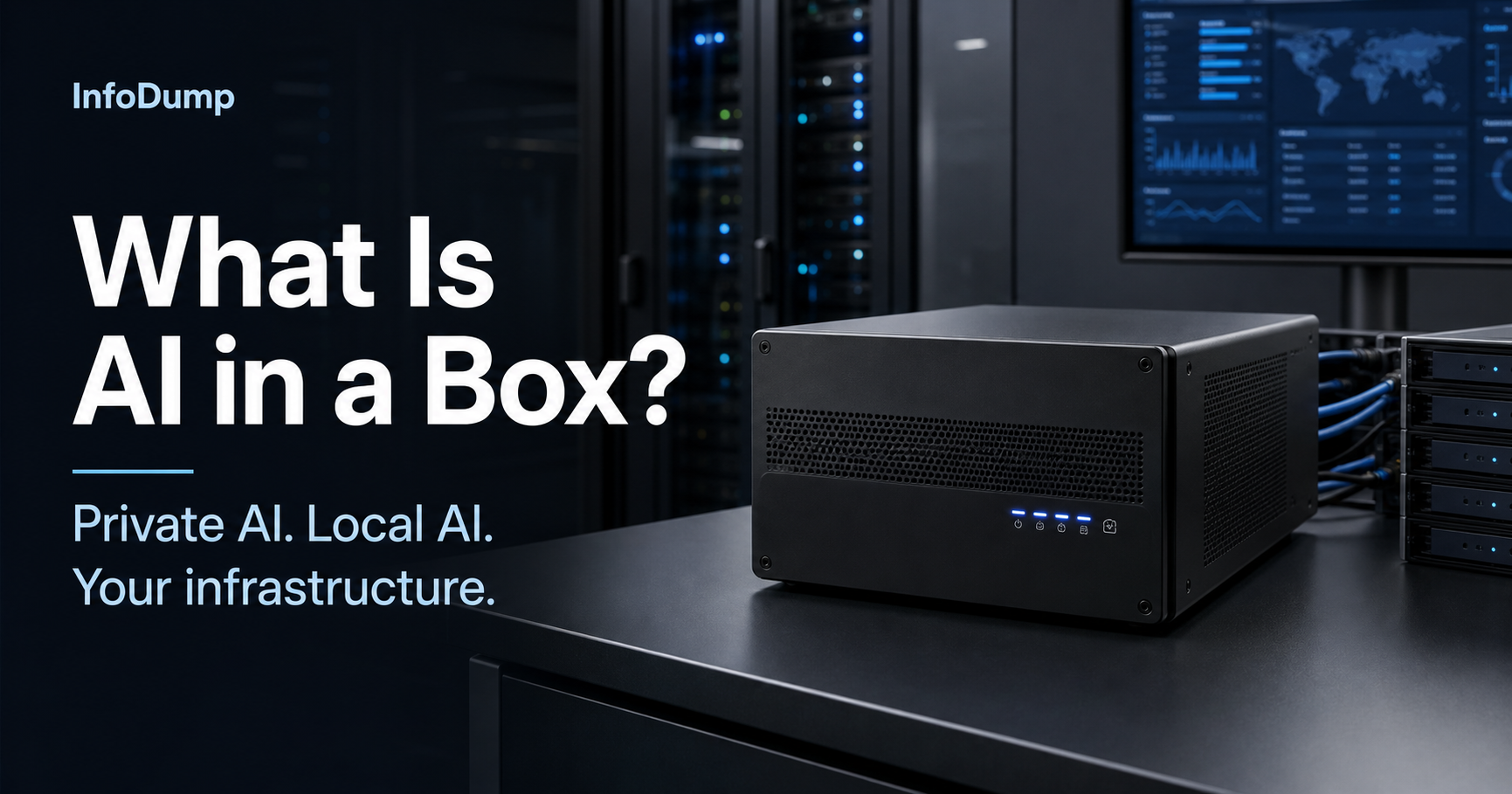 InfoDump AI appliance running private artificial intelligence inside an enterprise environment